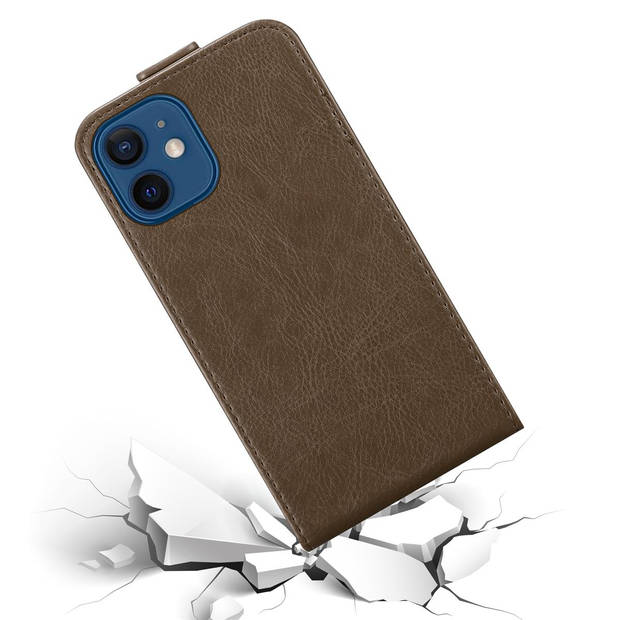 Cadorabo Hoesje geschikt voor Apple iPhone 12 Apple iPhone 12 Pro in KOFFIE BRUIN - Beschermhoes Flip Case Cover