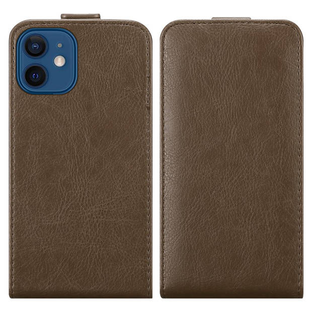 Cadorabo Hoesje geschikt voor Apple iPhone 12 Apple iPhone 12 Pro in KOFFIE BRUIN - Beschermhoes Flip Case Cover