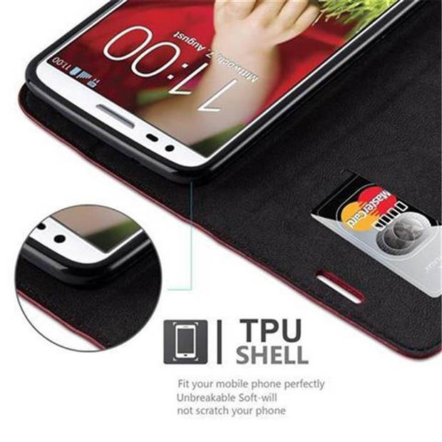 Cadorabo Hoesje geschikt voor LG G2 in APPEL ROOD - Beschermhoes Case magnetische sluiting Cover