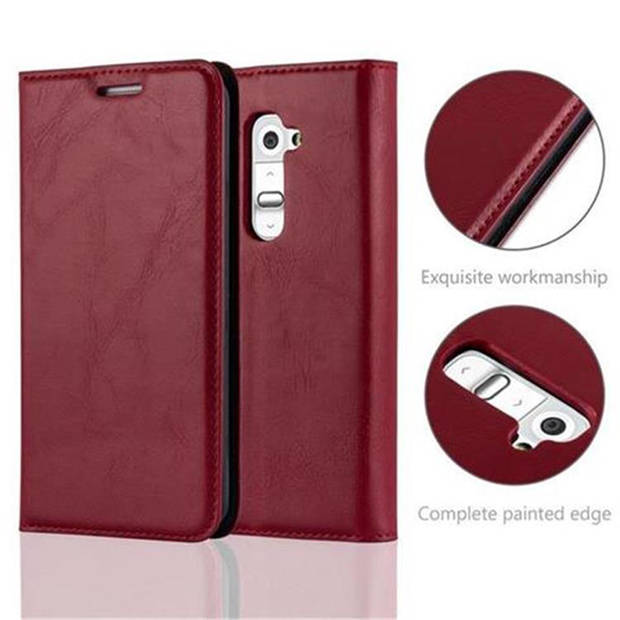 Cadorabo Hoesje geschikt voor LG G2 in APPEL ROOD - Beschermhoes Case magnetische sluiting Cover