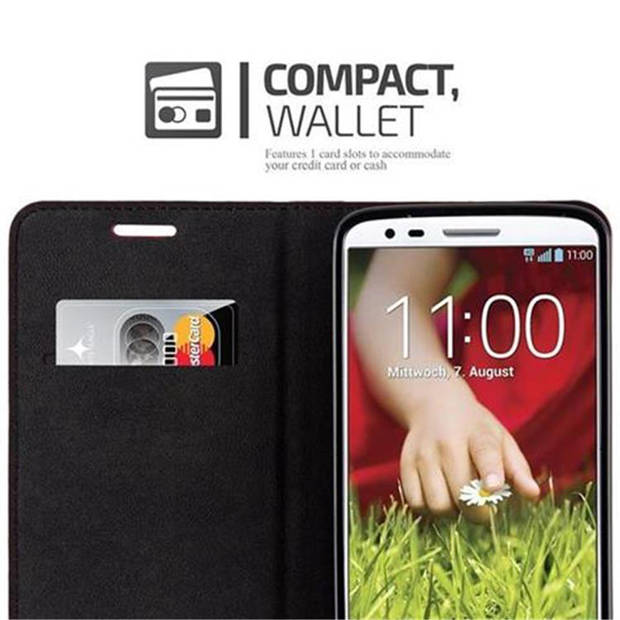 Cadorabo Hoesje geschikt voor LG G2 in APPEL ROOD - Beschermhoes Case magnetische sluiting Cover