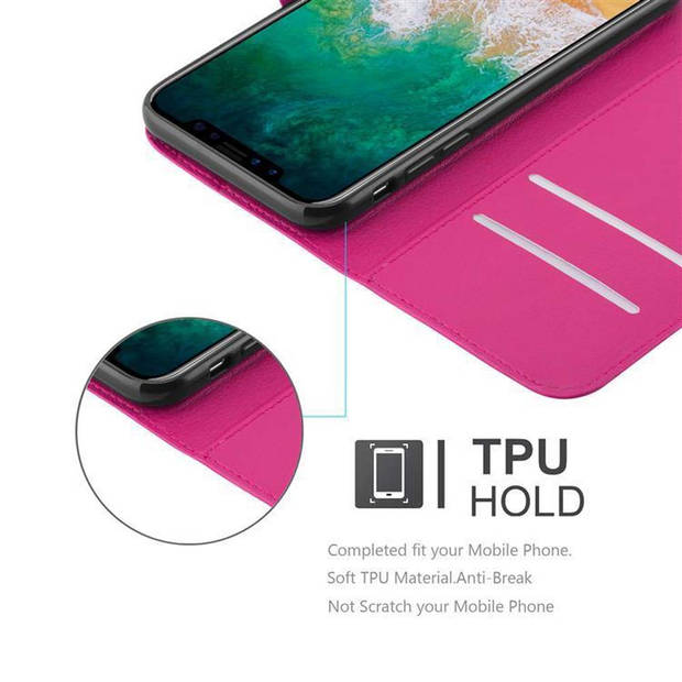 Cadorabo Hoesje geschikt voor Apple iPhone X / XS in KERSEN ROZE - Beschermhoes Cover magnetische sluiting Case