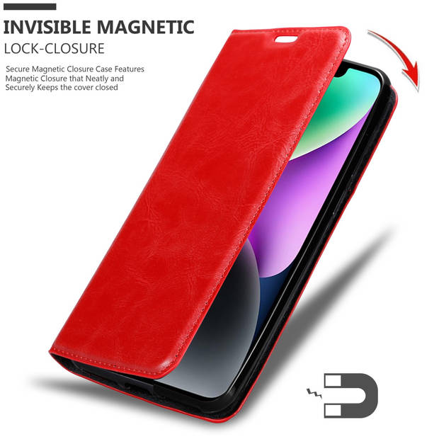 Cadorabo Hoesje geschikt voor Apple iPhone 14 in APPEL ROOD - Beschermhoes Case magnetische sluiting Cover