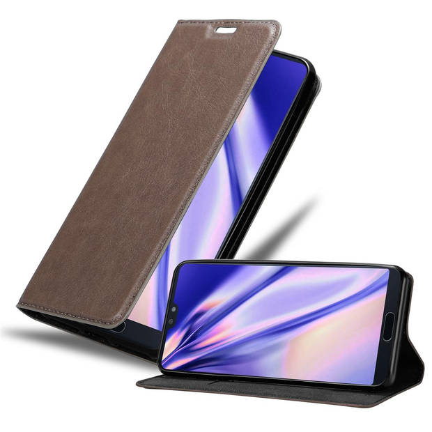 Cadorabo Hoesje geschikt voor Huawei P20 PRO / P20 PLUS in KOFFIE BRUIN - Beschermhoes Case magnetische sluiting Cover