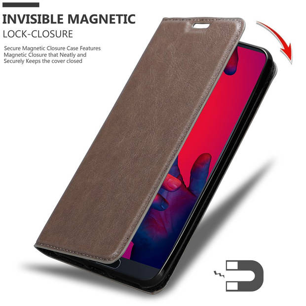 Cadorabo Hoesje geschikt voor Huawei P20 PRO / P20 PLUS in KOFFIE BRUIN - Beschermhoes Case magnetische sluiting Cover