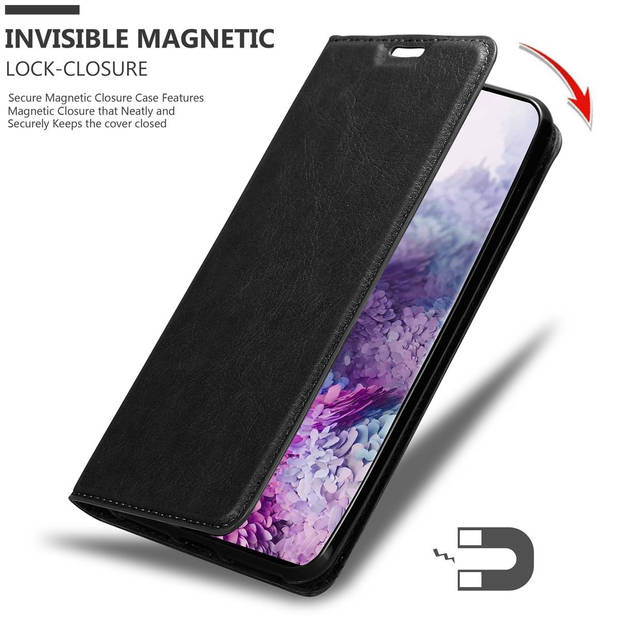 Cadorabo Hoesje geschikt voor Samsung Galaxy S20 PLUS in ZWARTE NACHT - Beschermhoes Case magnetische sluiting Cover