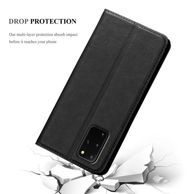 Cadorabo Hoesje geschikt voor Samsung Galaxy S20 PLUS in ZWARTE NACHT - Beschermhoes Case magnetische sluiting Cover