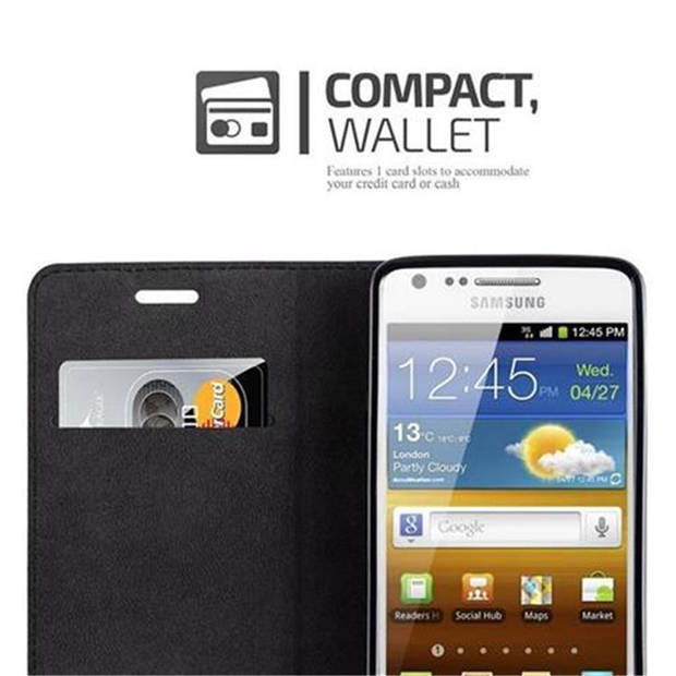 Cadorabo Hoesje geschikt voor Samsung Galaxy S2 / S2 PLUS in APPEL ROOD - Beschermhoes Case magnetische sluiting Cover