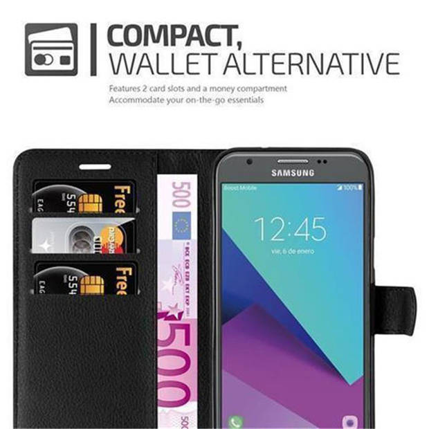 Cadorabo Hoesje geschikt voor Samsung Galaxy J3 2017 US Version in PHANTOM ZWART - Beschermhoes Cover magnetische