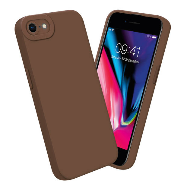 Cadorabo Hoesje geschikt voor Apple iPhone 7 / 7S / 8 / SE 2020 in FLUID BRUIN - Beschermhoes TPU silicone Cover Case