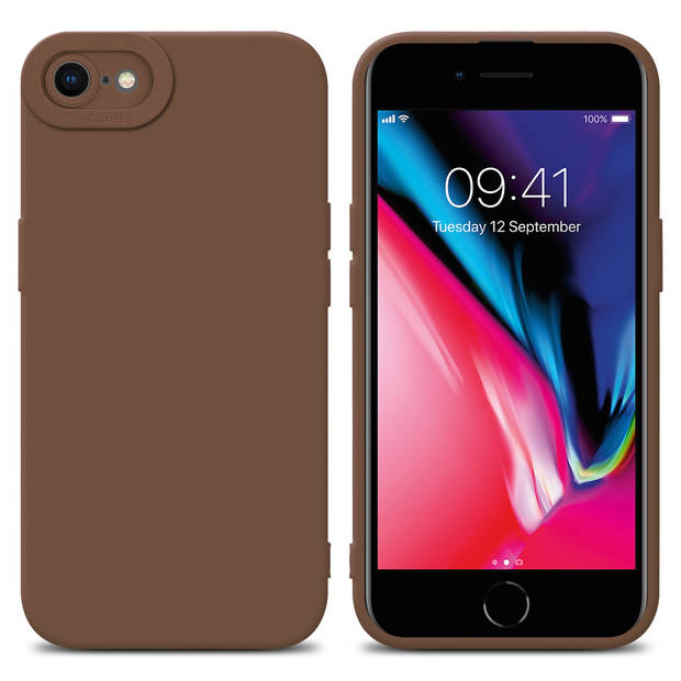 Cadorabo Hoesje geschikt voor Apple iPhone 7 / 7S / 8 / SE 2020 in FLUID BRUIN - Beschermhoes TPU silicone Cover Case