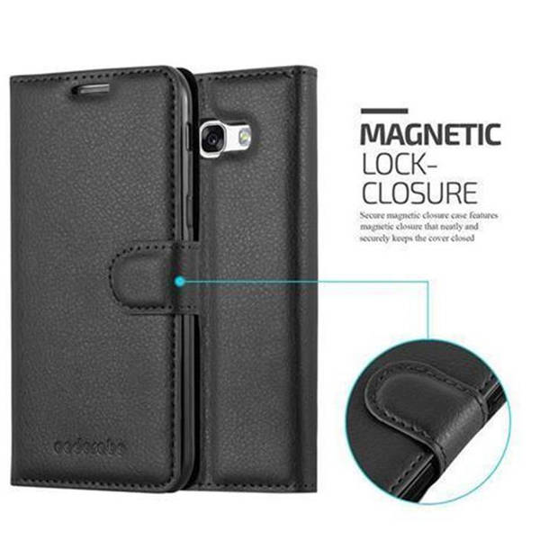 Cadorabo Hoesje geschikt voor Samsung Galaxy A3 2017 in PHANTOM ZWART - Beschermhoes Cover magnetische sluiting Case