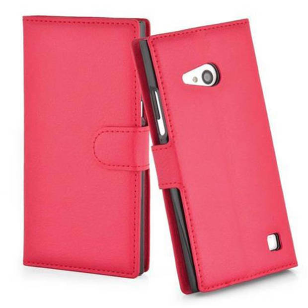 Cadorabo Hoesje geschikt voor Nokia Lumia 730 in KARMIJN ROOD - Beschermhoes Cover magnetische sluiting Case