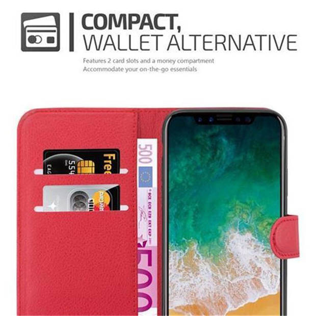 Cadorabo Hoesje geschikt voor Apple iPhone X / XS in KARMIJN ROOD - Beschermhoes Cover magnetische sluiting Case