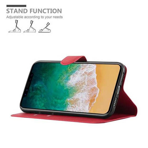 Cadorabo Hoesje geschikt voor Apple iPhone X / XS in KARMIJN ROOD - Beschermhoes Cover magnetische sluiting Case