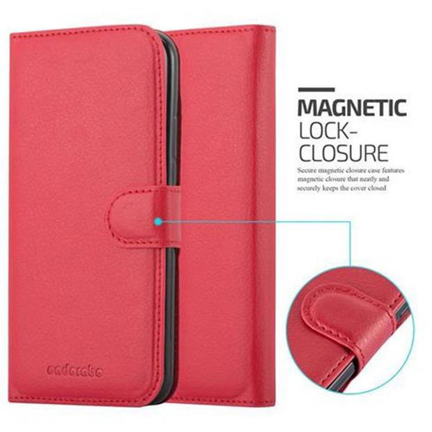 Cadorabo Hoesje geschikt voor Apple iPhone X / XS in KARMIJN ROOD - Beschermhoes Cover magnetische sluiting Case