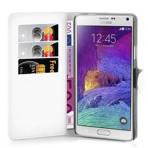 Cadorabo Hoesje geschikt voor Samsung Galaxy NOTE 4 in ARCTISCH WIT - Beschermhoes Cover magnetische sluiting Case