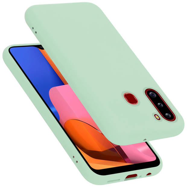 Cadorabo Hoesje geschikt voor Samsung Galaxy A21 Case in LIQUID LICHT GROEN - Beschermhoes TPU silicone Cover