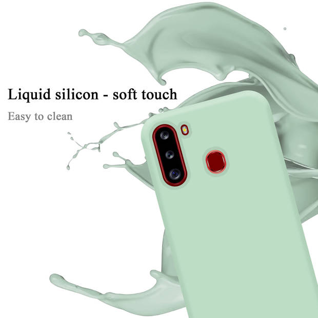 Cadorabo Hoesje geschikt voor Samsung Galaxy A21 Case in LIQUID LICHT GROEN - Beschermhoes TPU silicone Cover