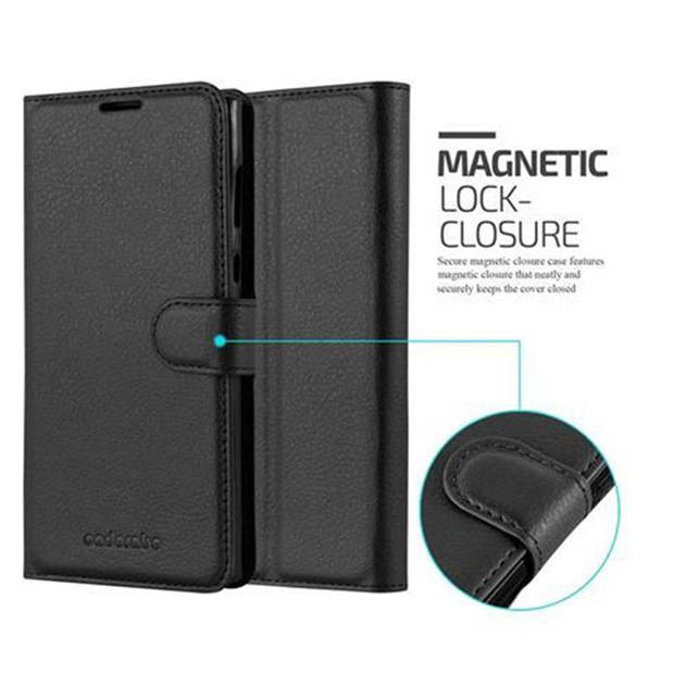 Cadorabo Hoesje geschikt voor Sony Xperia L1 in PHANTOM ZWART - Beschermhoes Cover magnetische sluiting Case