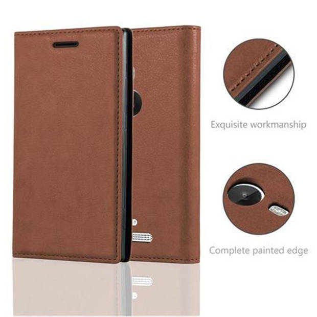 Cadorabo Hoesje geschikt voor Nokia Lumia 925 in CAPPUCCINO BRUIN - Beschermhoes Case magnetische sluiting Cover