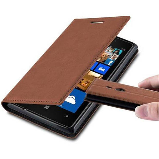 Cadorabo Hoesje geschikt voor Nokia Lumia 925 in CAPPUCCINO BRUIN - Beschermhoes Case magnetische sluiting Cover