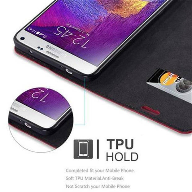 Cadorabo Hoesje geschikt voor Samsung Galaxy NOTE 4 in APPEL ROOD - Beschermhoes Case magnetische sluiting Cover