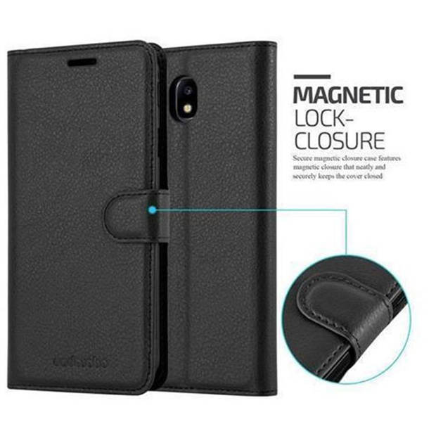 Cadorabo Hoesje geschikt voor Samsung Galaxy J7 2017 in PHANTOM ZWART - Beschermhoes Cover magnetische sluiting Case