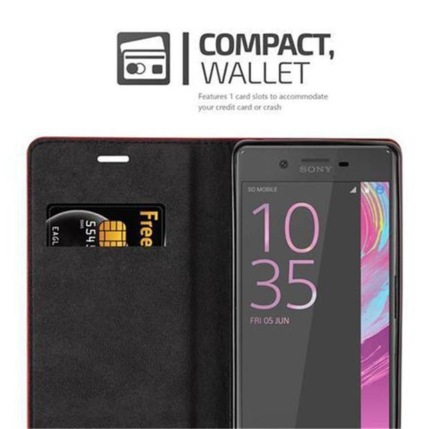 Cadorabo Hoesje geschikt voor Sony Xperia X in APPEL ROOD - Beschermhoes Case magnetische sluiting Cover