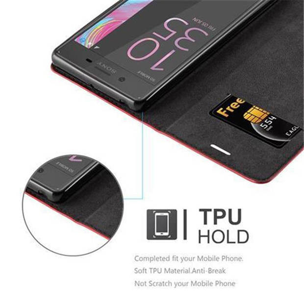 Cadorabo Hoesje geschikt voor Sony Xperia X in APPEL ROOD - Beschermhoes Case magnetische sluiting Cover