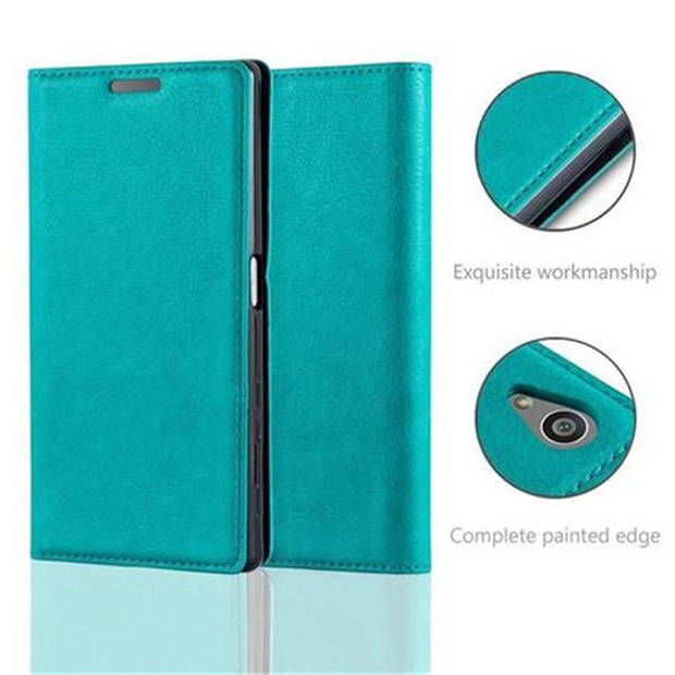 Cadorabo Hoesje geschikt voor Sony Xperia Z5 in BENZINE TURKOOIS - Beschermhoes Case magnetische sluiting Cover