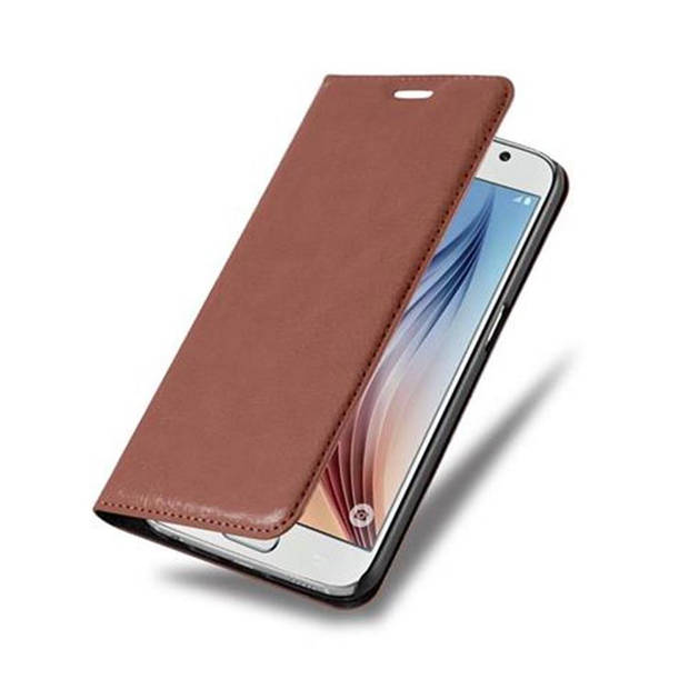 Cadorabo Hoesje geschikt voor Samsung Galaxy S6 in CAPPUCCINO BRUIN - Beschermhoes Case magnetische sluiting Cover