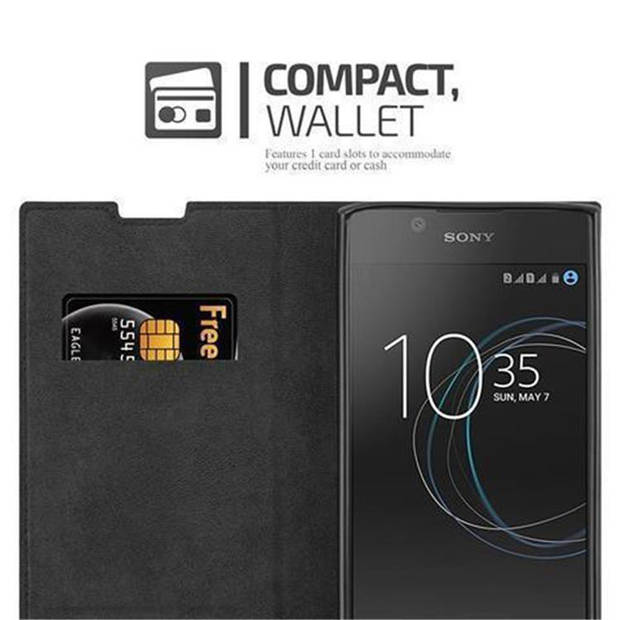 Cadorabo Hoesje geschikt voor Sony Xperia L1 in KOFFIE BRUIN - Beschermhoes Case magnetische sluiting Cover