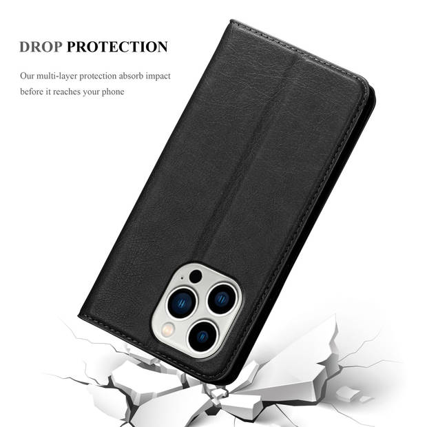 Cadorabo Hoesje geschikt voor Apple iPhone 14 PRO MAX in ZWARTE NACHT - Beschermhoes Case magnetische sluiting Cover