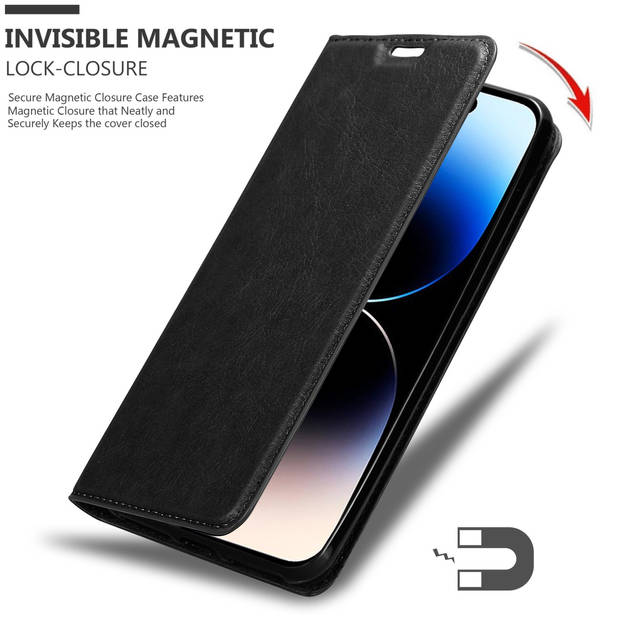 Cadorabo Hoesje geschikt voor Apple iPhone 14 PRO in ZWARTE NACHT - Beschermhoes Case magnetische sluiting Cover