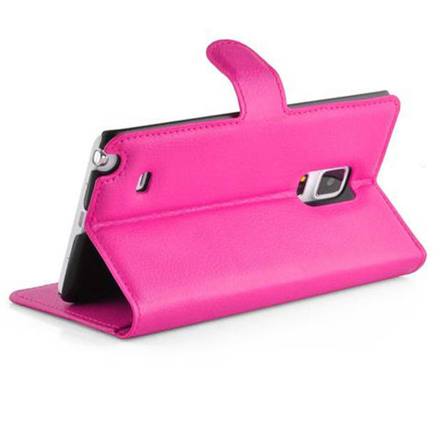 Cadorabo Hoesje geschikt voor Samsung Galaxy NOTE EDGE in KERSEN ROZE - Beschermhoes Cover magnetische sluiting Case