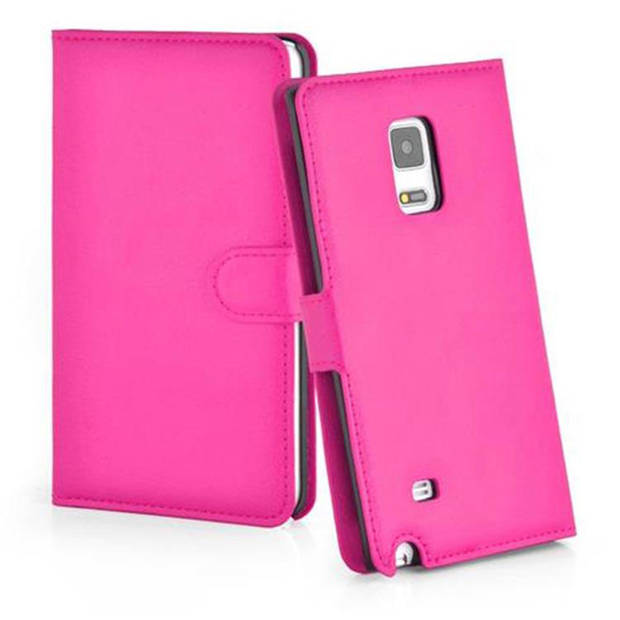 Cadorabo Hoesje geschikt voor Samsung Galaxy NOTE EDGE in KERSEN ROZE - Beschermhoes Cover magnetische sluiting Case