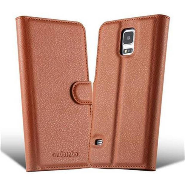 Cadorabo Hoesje geschikt voor Samsung Galaxy S5 / S5 NEO in CHOCOLADE BRUIN - Beschermhoes Cover magnetische sluiting