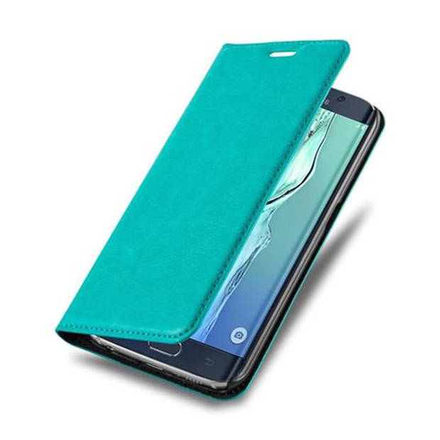 Cadorabo Hoesje geschikt voor Samsung Galaxy S6 EDGE in BENZINE TURKOOIS - Beschermhoes Case magnetische sluiting Cover
