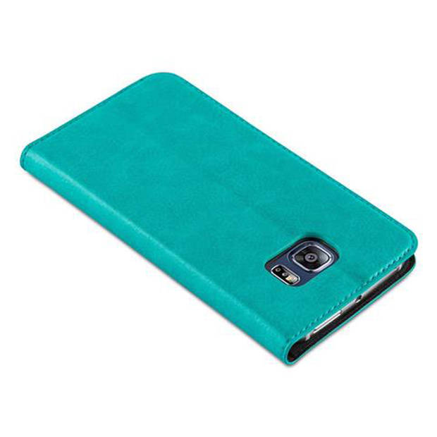 Cadorabo Hoesje geschikt voor Samsung Galaxy S6 EDGE in BENZINE TURKOOIS - Beschermhoes Case magnetische sluiting Cover