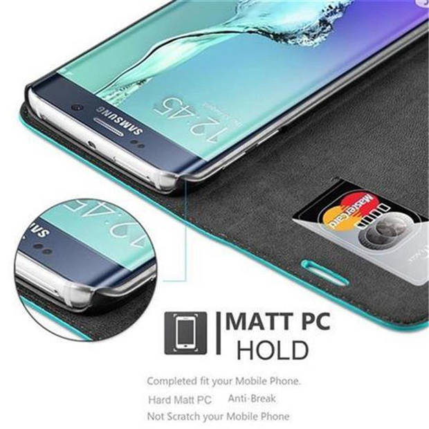 Cadorabo Hoesje geschikt voor Samsung Galaxy S6 EDGE in BENZINE TURKOOIS - Beschermhoes Case magnetische sluiting Cover