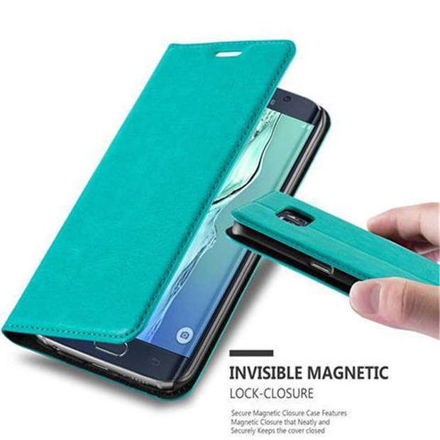 Cadorabo Hoesje geschikt voor Samsung Galaxy S6 EDGE in BENZINE TURKOOIS - Beschermhoes Case magnetische sluiting Cover