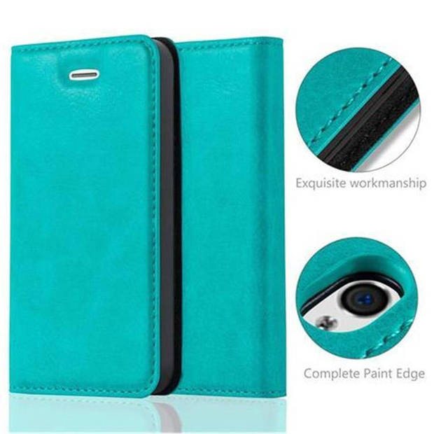 Cadorabo Hoesje geschikt voor Apple iPhone 4 / 4S in BENZINE TURKOOIS - Beschermhoes Case magnetische sluiting Cover