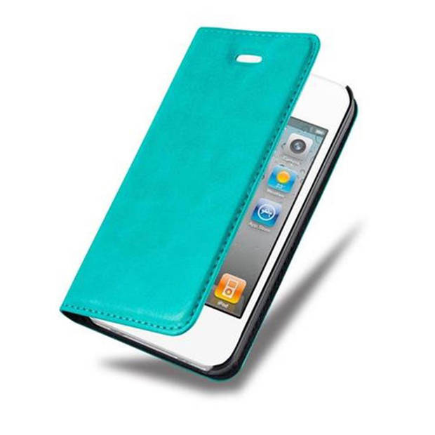 Cadorabo Hoesje geschikt voor Apple iPhone 4 / 4S in BENZINE TURKOOIS - Beschermhoes Case magnetische sluiting Cover