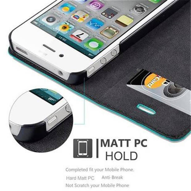 Cadorabo Hoesje geschikt voor Apple iPhone 4 / 4S in BENZINE TURKOOIS - Beschermhoes Case magnetische sluiting Cover