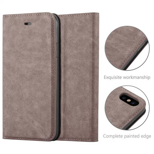 Cadorabo Hoesje geschikt voor Apple iPhone XS MAX in KOFFIE BRUIN - Beschermhoes Case magnetische sluiting Cover