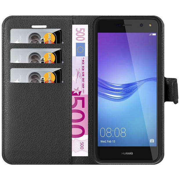 Cadorabo Hoesje geschikt voor Huawei Y5 2017 / Y6 2017 in PHANTOM ZWART - Beschermhoes Cover magnetische sluiting Case