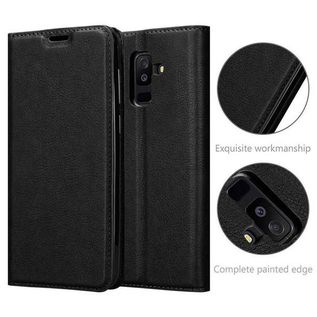 Cadorabo Hoesje geschikt voor Samsung Galaxy A6 PLUS 2018 in ZWARTE NACHT - Beschermhoes Case magnetische sluiting Cover