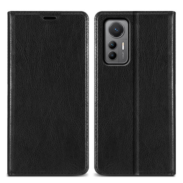 Cadorabo Hoesje geschikt voor Xiaomi 12 LITE in ZWARTE NACHT - Beschermhoes Case magnetische sluiting Cover