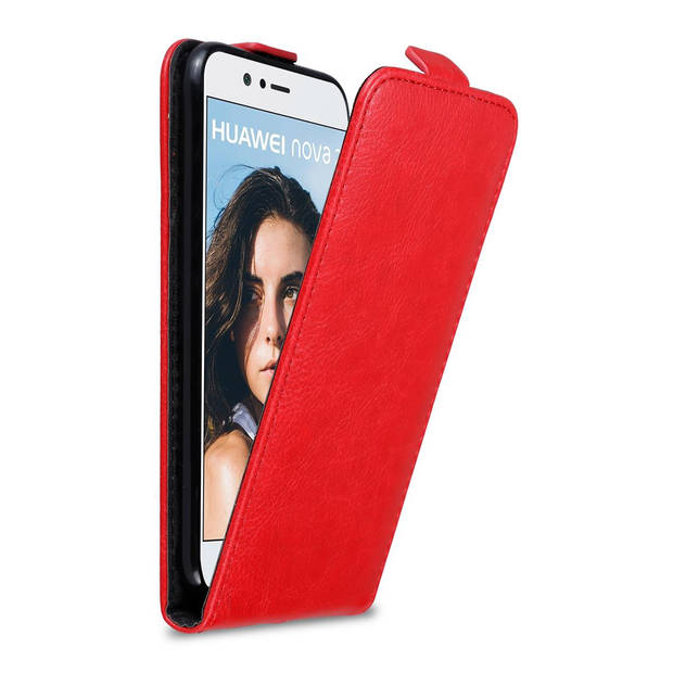 Cadorabo Hoesje geschikt voor Huawei NOVA 2 in APPEL ROOD - Beschermhoes Flip Case Cover magnetische sluiting